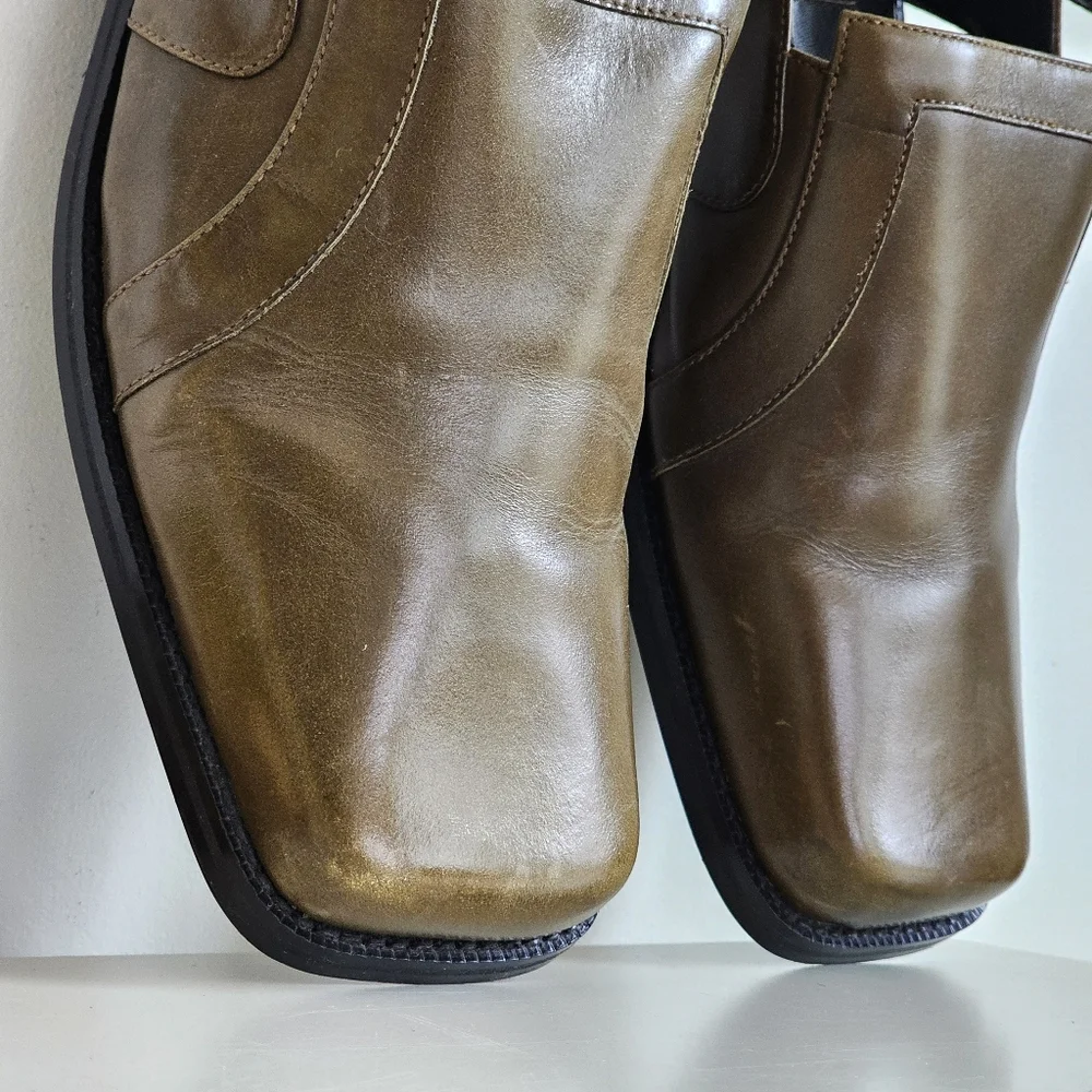 Vintage Chunky Giorgio Brutini Leather Slingback Shoes | Square Toe